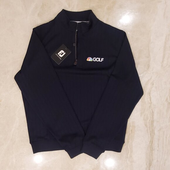 NBC Tour Footjoy Golf Sweater Men's Small Navy Drop Needle Half Zip NWT - Picture 1 of 6